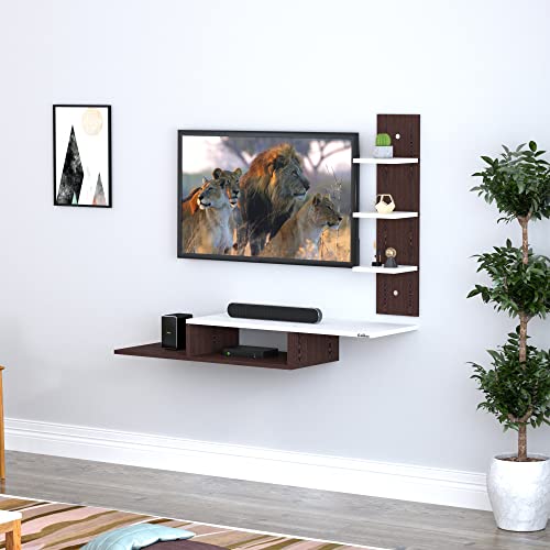 Image of Anikaa Thomas Engineered Wooden TV Unit /TV Stand /Wall Mounted TV Unit /TV Cabinet /TV Entertainment Unit (Wenge White) - Ideal for Upto 43 inch(D.I.Y)