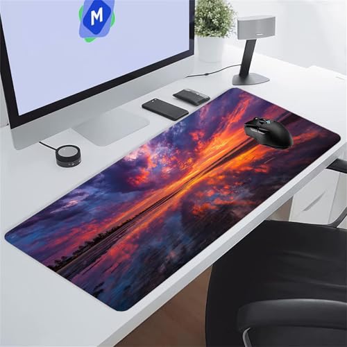 Tapis de souris XXL 900x400mm motif nuages marins pour bureau gaming