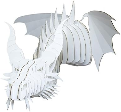 Cardboard Safari Recycled Cardboard Animal Taxidermy Dragon Trophy Head, Nikita White Small