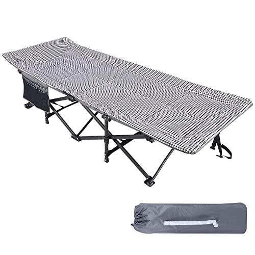 Redcamp Padded Folding Camping Cot For Adults, Heavy Duty Sleeping Cot Bed With Pad, Travel Camp Cots With Carry Bag Portable For Outdoor Home Office,Houndstooth #TOP8