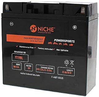 NICHE Battery for YT19BL AGM Sealed Maintenance Free | 300CCA 12V Factory Activated