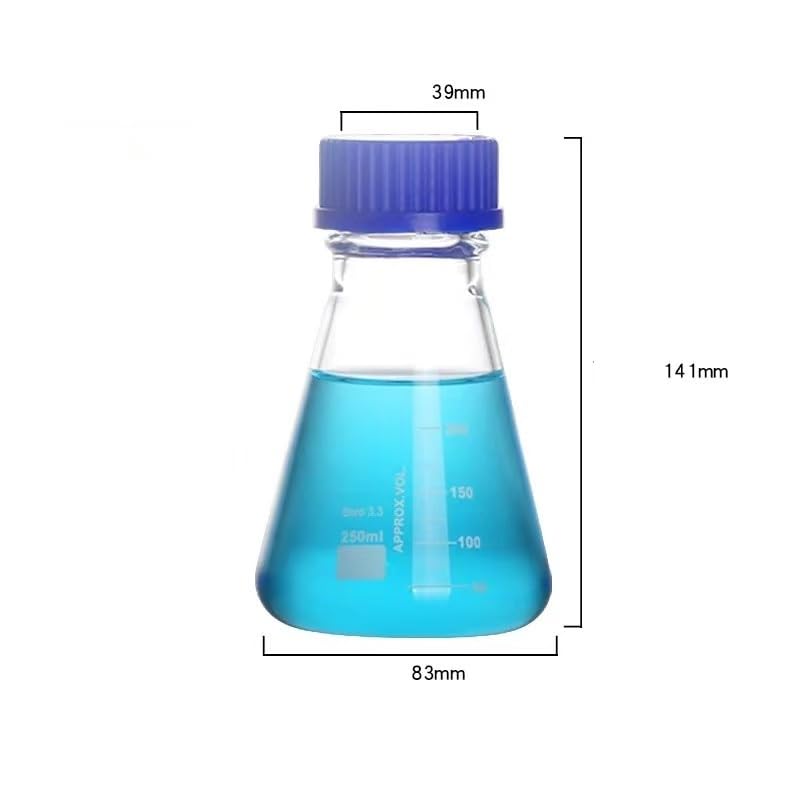 Szklana kolba stożkowa, Kolba stożkowa trójkątna ze szkła borokrzemianowego, odporna na wysokie temperatury, 50-1000 ml(250ml(GL45))