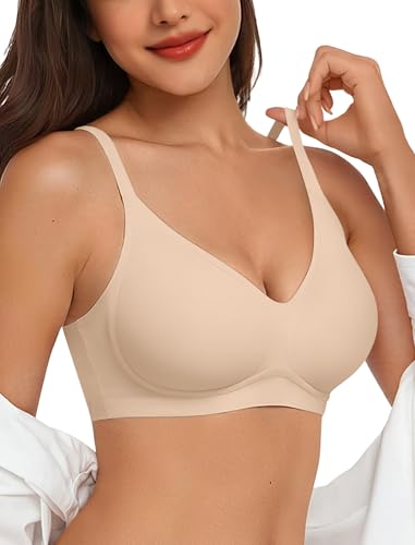 Image of Vertvie Wireless Bras for Women Full Coverage Supportive Seamless Bralettes No Underwire Push Up Comfort Soft T-Shirt Bra