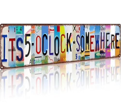 Crazysign Bar Signs Its 5 OClock Somewhere Vintage Tin Sign Street Sign for Home Bar Patio Poolside Beach House Decor 16 x 4 Inches (26042)