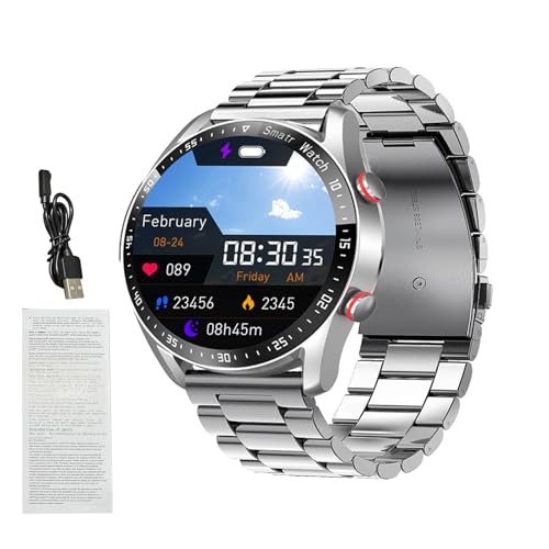 ZASCHMOY Reloj Inteligente con Pantalla Táctil, Pantalla HD de 1,52 Pulgadas, Monitor de Frecuencia Cardíaca, Más de 100 Modos Deportivos, Diales Personalizables, IP67, Llamadas BT, (Acero Plateado)