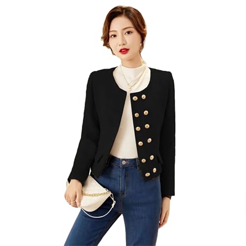 Veste courte en tweed pour femme avec double boutonnage chic
