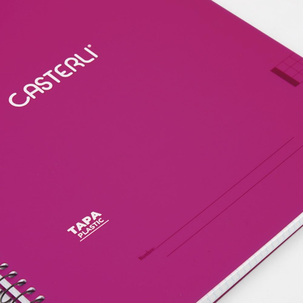 Casterli Cuaderno A4 con Espiral, Tapa Plástica Translúcido, Papel 90g Cuadriculado – Resistente y Profesional (8, Surt-2)