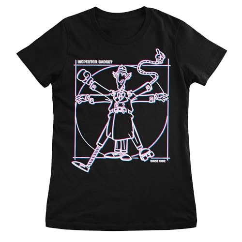 Inspector Gadget Officially Licensed Vitruvian Man Women T-Shirt (Black), Medium