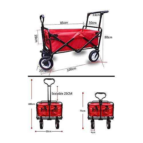 CCYENG Wäschewagen, Handwagen, tragbarer, zusammenklappbarer Gartenwagen, robuster Trolley, Multifunktions-Einkaufswagen für Outdoor-Camping, Strand, Ziehwagen mit 4 R – Bild 3