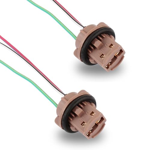 AWGUKA Pack-2 Automotive 7443 Brake Light Bulb Holder Socket Pigtail Harness Connector Waterproof Insulation Plastic Female Adapter for 7443/T20 Bulb Mounting Assembly (Multicolored)