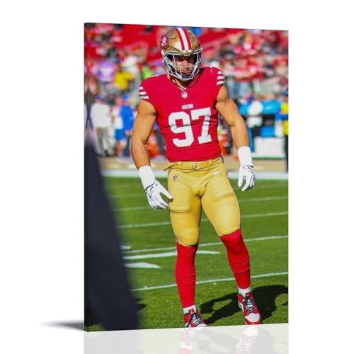 ZXHJDS Póster impermeable de Nick Bosa, decoración de pared, sala de estar, baño, cocina, multifuncional, moderno, fácil de limpiar, regalos decorativos, 40 x 60 cm, estilo marco