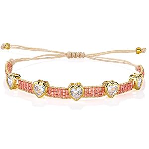 KELITCH Joli Bracelet Brin Coeur Bracelet Réglable Bracelet Perles Miyuki Rocailles