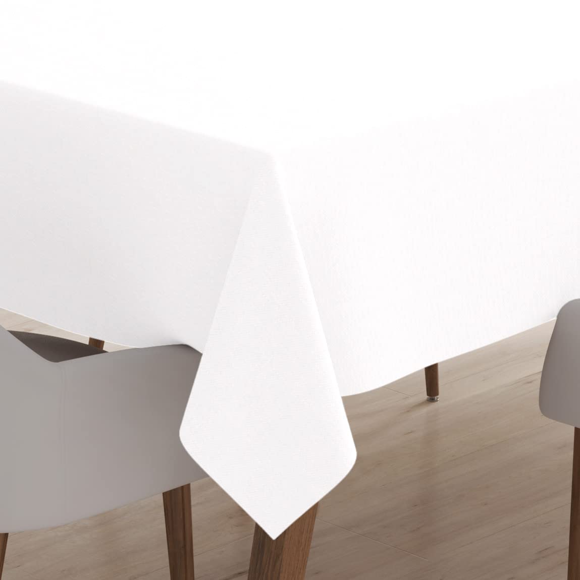 Encasa XO Dining Table Cover for 4 to 6 Seater | Size 140x180 cm | Water Repellent Heavy Duty Polyester | White Color | Dining Table Cloth - Machine Washable
