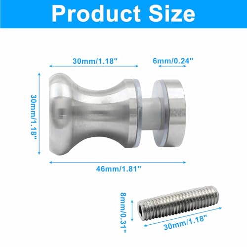Image of 2 Pack Shower Glass Door Handle, Stainless Steel Shower Doors Knob One Sided Pull Hardware for Bathroom Glass Doors (Brushed Nickel-Round Edge)