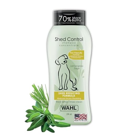 WAHL Shed Control Pet Shampoo for Dog Shedding & Dander – Lemongrass, Sage, Oatmeal, & Aloe for Healthy Coats & Skin – 24 Oz - Model 820005A