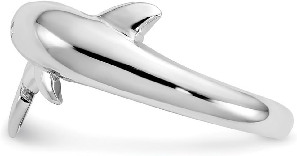 JewelryWeb 14k White Gold Solid Polished Dolphin Ring Size 6.75 Ring for Women - Image 4