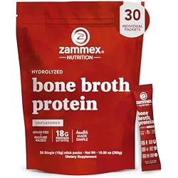Zammex Bone Broth Packets-18g Collagen Protein-Beef Bone Broth Powder to Go-30 Travel Stick Packets-Supports Skin Nails Joints, Gut Health | Gluten-Free |Keto & Paleo Friendly (15 Servings)