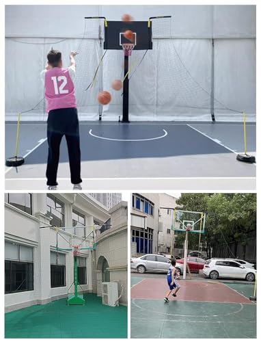 ZIMGOD Outdoor Basketball Return Net Attachment, Large Basketball Hoop Rebounder for Backyard Court, Basketball Returner Trainer for Shooting, Easy Assembly