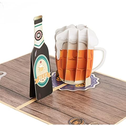 ALMHH Funny Fathers Day Card(Beer), Happy Fathers Day Card, Pop Up Fathers Day Cards from Wife Son Daughter Kids, 5.9 X 7.87”, 3D Father’s Day Card for Husband Or Grandpa, Happy Birthday Dad Card Cover