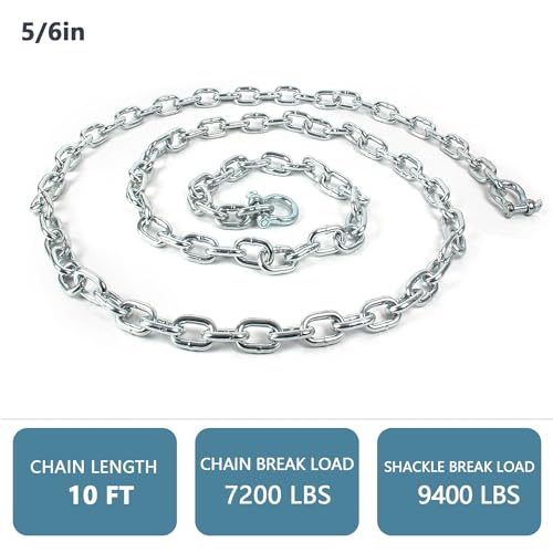 ORLANG Galvanized Steel Anchor Chain, 5/16\" X 10\' Boat Anchor Chain, Anchor Lead Chain with Double Boat Anchor Shackle, Marine Anchor Chain for Different Anchors, Anchor Chains for Boats - Thumbnail 2