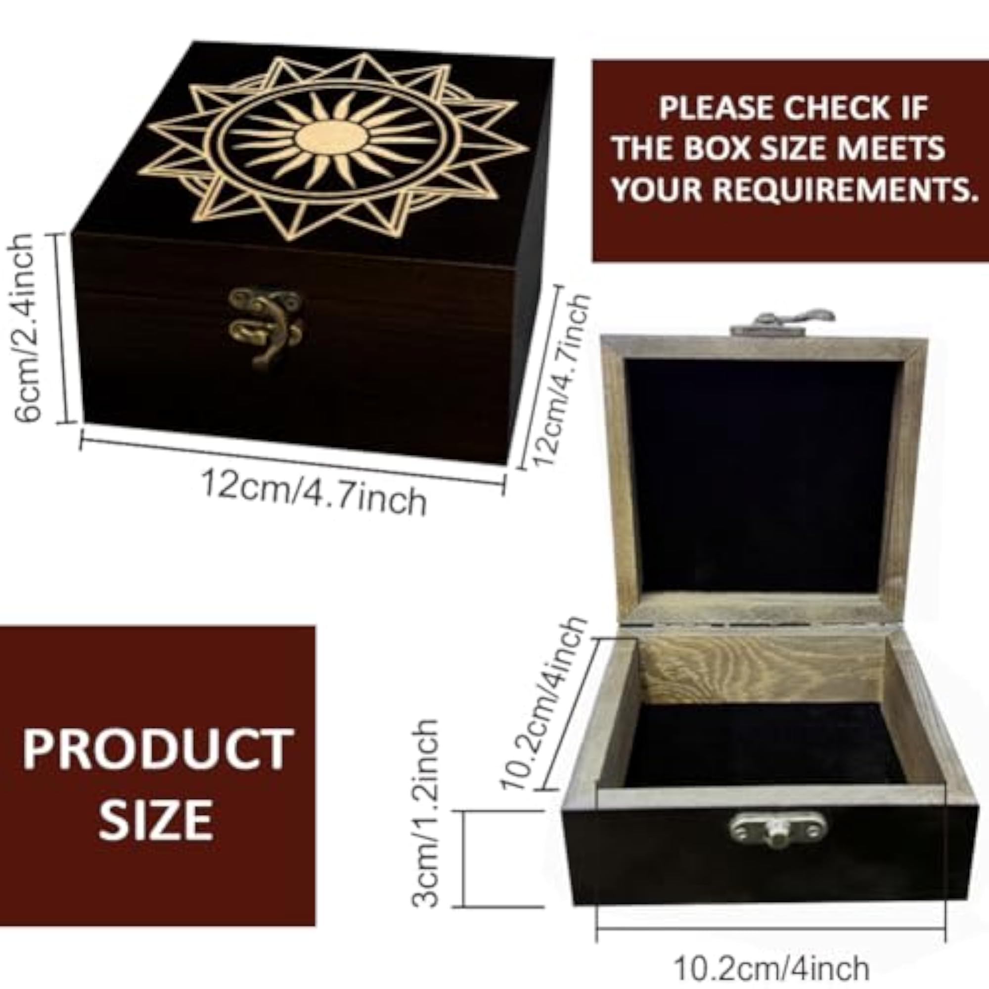 Wooden Keepsake Storage Box with Divination Geometry Pattern