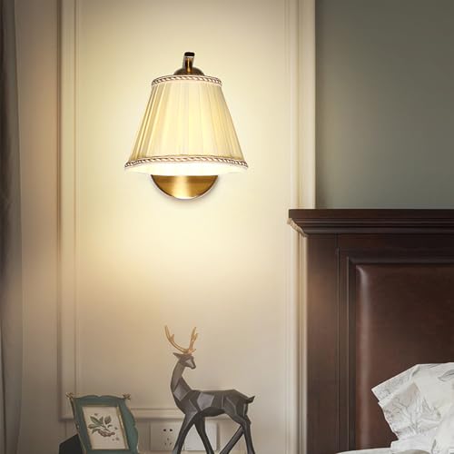 Aplique de pared de tela vintage con flores blancas y acabado dorado para el dormitorio 3