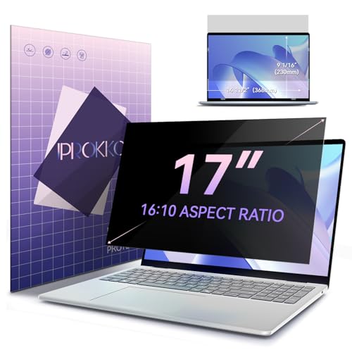 IPROKKO Laptop 17 inch Privacy Screen Filter for Hp/Dell/Thinkpad/Lenovo/Samsung/Asus/Sony, 16:10 Aspect Ratio Removable Anti Blue Light Glare Protector, 17 in Computer Monitor Privacy Shield by IPROKKO - Used condition - CA$20.49