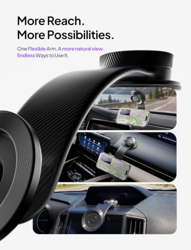 LISEN for MagSafe Car Mount for iPhone 18 Pro Max, Magnetic Phone Holder for Car, Magnetic Car Phone Mount, Dashboard Suction Phone Mount, 360° Adjustable Memory Alloy Bendable Arm for iPhone 18 17 - image 3