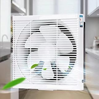 Nalle 10 Inch Window Reversible Exhaust Fan Through-wall installation Ventilation Fan Shutter Box Blower Ventilation Air Extractor for Bathroom Garage Greenhouse Panel size 13.5X13.5