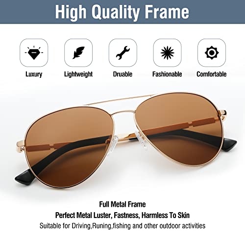 Image of DUCO Aviator Sunglasses Polarized for Men Women 3025K | UV400,Metal Frame, Durable and Sturdy,Comfortable, for Driving Daily, Golf, Fishing