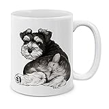 MUGBREW Schnauzer Dog Butt Looking Back Ceramic Coffee Mug Tea Cup, 11 OZ