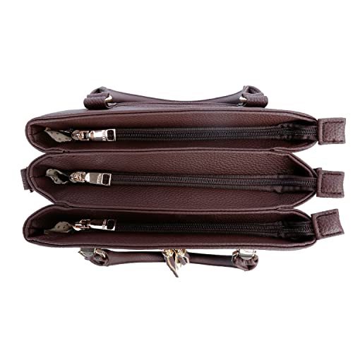Kkxiu Triple Compartment Purses And Handbags For Women Top Handle Satchel Shoulder Ladies Bags With Tassel (D-Coffee) #TOP4