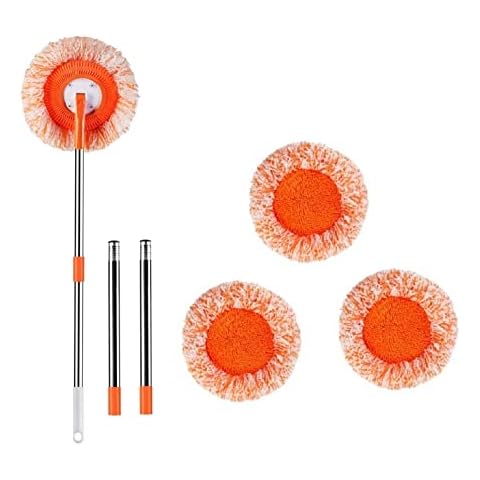AQWEI 360° Rotatable Adjustable Cleaning Mop with Three Replaceable Mop Heads for Household Floor Cleaning Wall Cleaning Mops (83-inch Four-Section Rod) Cover