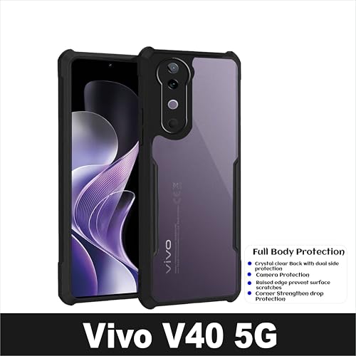 Image of SBMS Vivo V40 5G Crystal Clear Back Cover Case | 360 Degree Protection | Shock Proof Design | Transparent Back Cover Case for Vivo V40 5G (Eagle Black)