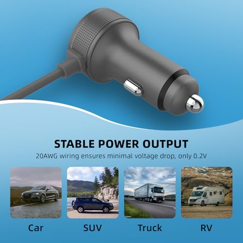 Starlink Mini DC Power Cable Cigarette Lighter Adapter,12V-48V StarLink Mini Car Charger,Heat Dissipation Aluminum Alloy Shell,Waterproof,Built-in Protections (5M/16FT)