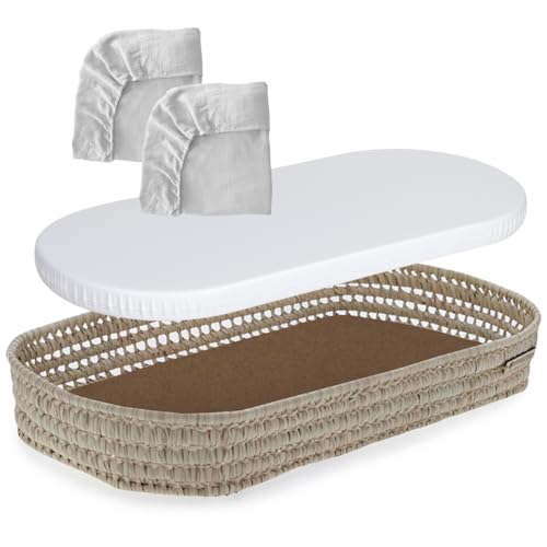 MIMUSELINA | Cesta Cambiador de Bebe de Mimbre | Con