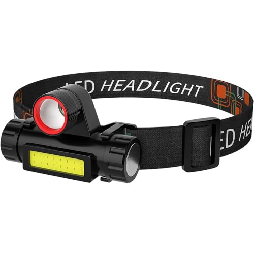 PRETOX Rechargeable Headlamp, Super Bright & Lightweight LED Headlamp, Adjustable Angle & Strap Head...
