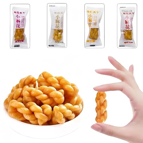 中国菓子の麻花小脆小麻花クッキー中国食品の甘いお菓子、中国風食材の4種類の味の椒香黒糖蜂蜜の香辛小麻花、カリッと甘くて油っぽくないクッキー菓子の甘いお菓子の鍋巴ビスケットスナック伝統菓子の中国式デザートのカジュアルなおやつ (約400個, ミックス味)