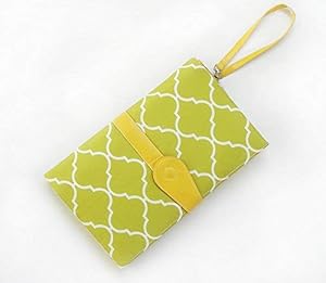 Babies Bloom Yellow/Green Waterproof Portable Baby Diaper Changing Station (Mommy Clutch Bag)