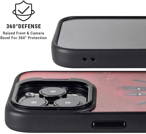 Skinit Kickstand Phone Case Compatible with iPhone 15 Pro - Officially Licensed Marvel Deadpool Legacy Deadpool Red Poster Design