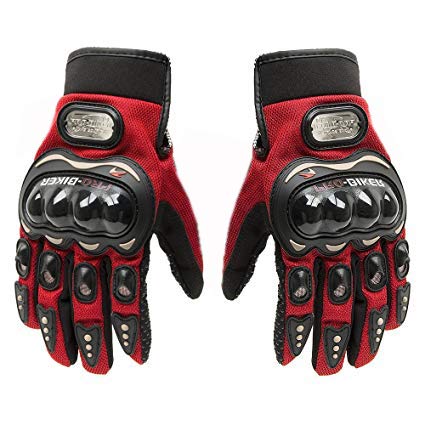 Flomaster- Probiker Gloves For Motor Cycle/Bike/Outdoor Sports Bicycle Cycling/Racing/Driving/Riding – Full Finger (Red- L)