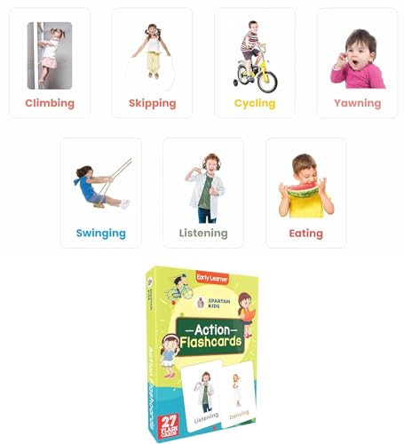 Image of Spartan Kids Flash Cards Combo Set of 12, Flash Cards for 1 Year Old Baby, Early Learning Flash Card Pack for 3 Year Old and Newborn Vocabulary Building