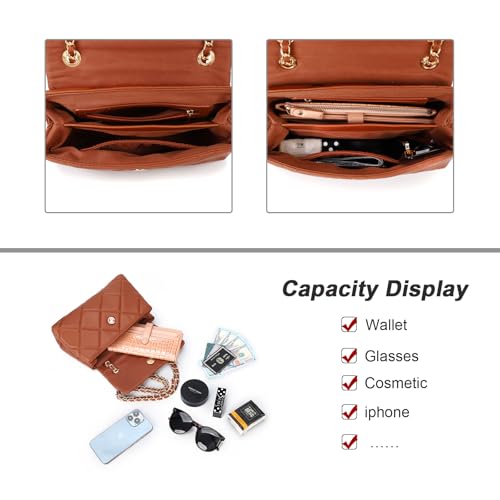 Image of Gladdon Quilted Crossbody Purses for Women Small Ladies Shoulder Bags with Chain Trendy Clutch Purse Cute Designer Bag