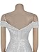 Owzwz Off Shoulder Sequin Evening Gowns for Women Prom, Gala, Wedding Guest & Evening Party/Mermaid Formal Dresses with Side Slit,Sweetheart Neckline (Silver,XXL,WLF01)