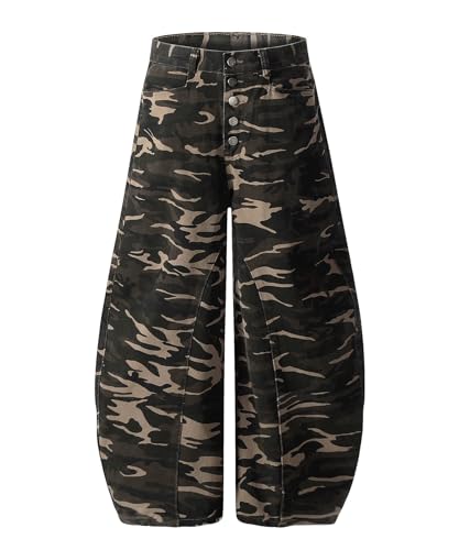 Vintage Button Fly Wide Leg Barrel Jeans Unisex Streetwear High Waisted