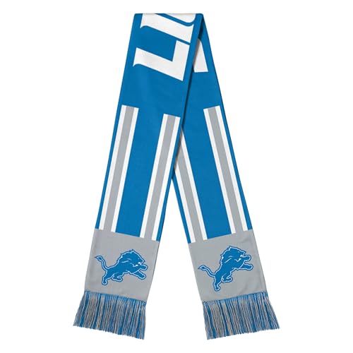 FOCO NFL Unisex-Adult Officially Licensed Team Color Stripe Wordmark Primary Logo Football Neck Warmer Scarf - Detroit Lions - Blue
