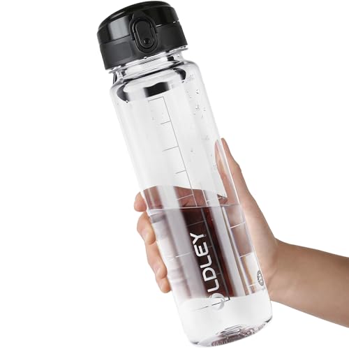 OLDLEY 1 Liter Wasserflaschen mit Sieb BPA-freie auslaufsichere Trinkflasche leichte wiederverwendbare 1000ml Tritan Sportflasche für Radfahren Fitness Universität Sport Outdoor Büro Camping