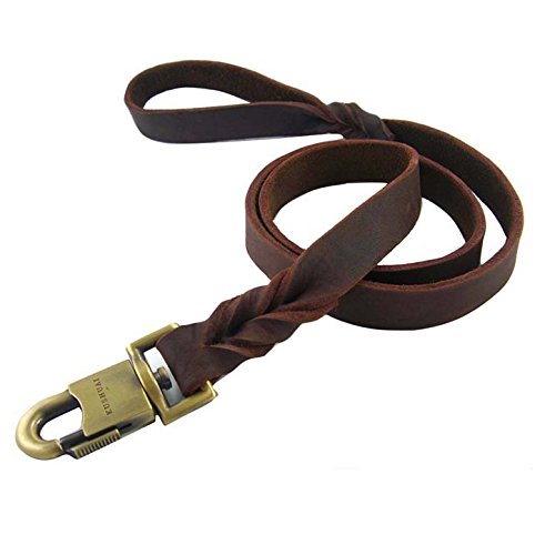 Durable Braided Handmade Genuine Leather Dog Leash 1 Inch Wide By 3ft/4ft/5ft Long (59-Inch/150cm)