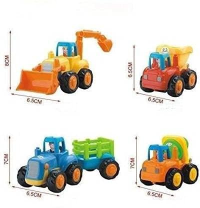 Image of Unbreakable Construction Truck Toy Set - Friction-Powered Pull Back Construction, Engineering Vehicles for Toys Truck for Kids Boys Girls (Set 4 Pcs)