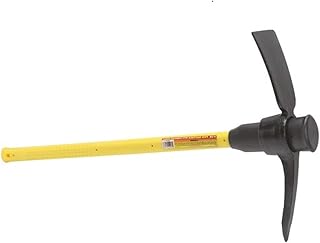 CForge Heavy Duty Garden Yard Mattock Pick with Fiberglass Handle for Cutting Digging Chipping & Breaking up Tough Material